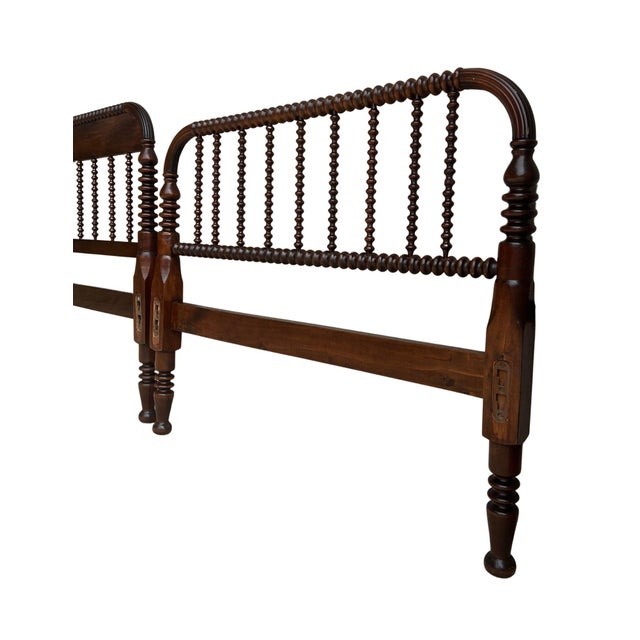 Antique Jenny Lind Spool & Spindle Matching Twin Headboard & Footboard For Sale - Image 6 of 16