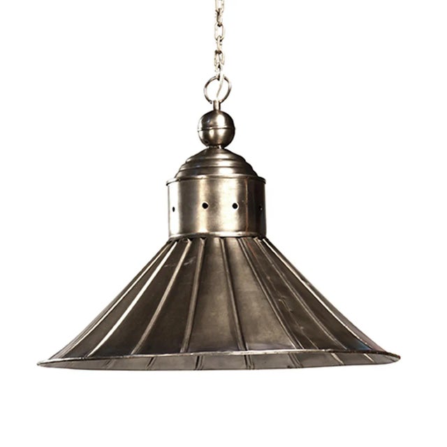 Vintage Nickel Farm Pendant Light For Sale - Image 4 of 4