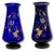 Val Saint-Lambert Rare Stunning Antique Victorian Hand Decorated 22k Gold Enameld Cobalt Blue Art Glass Vases by Val Saint Lambert - Mid 19th Century For Sale - Image 4 of 18