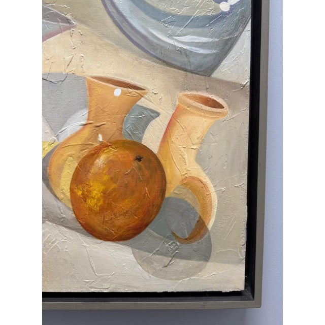 Orange Original Modern Still Life of Oranges and Pottery by A. Breuer For Sale - Image 8 of 13