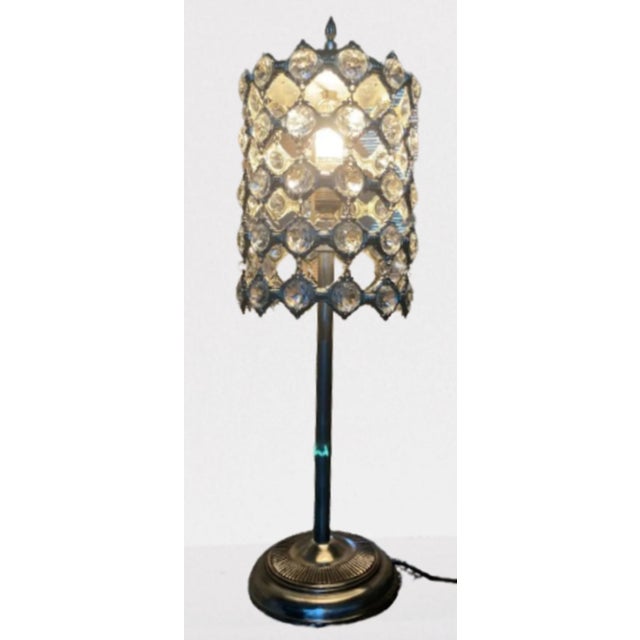 1950s Vintage Table Lamp with Clear Glass Beads, 1950 For Sale - Image 5 of 8