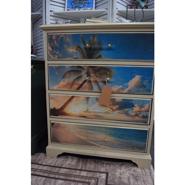 Late 20th Century Tropical Palm Tree 4 Drawer Dresser For Sale - Image 5 of 5
