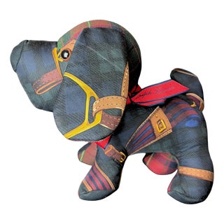 Ralph Lauren Black Watch Tartan Vintage Silk Scarf Loyal Puppy For Sale