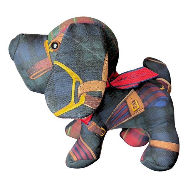 Ralph Lauren Black Watch Tartan Vintage Silk Scarf Loyal Puppy For Sale