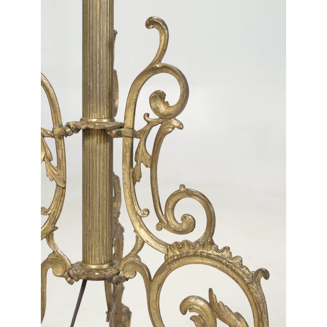 Vintage French Rococo Style Gilt Floor Lamp With Adjustable Height For Sale - Image 11 of 12