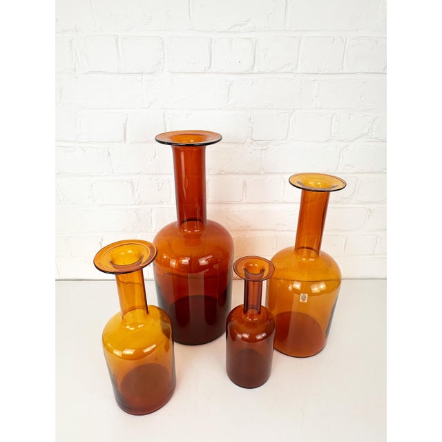 Holmegaard Amber Floor Vase Vases by Otto Brauer for Holmegaard, Denmark, 1960s, Set of 4 For Sale - Image 4 of 13