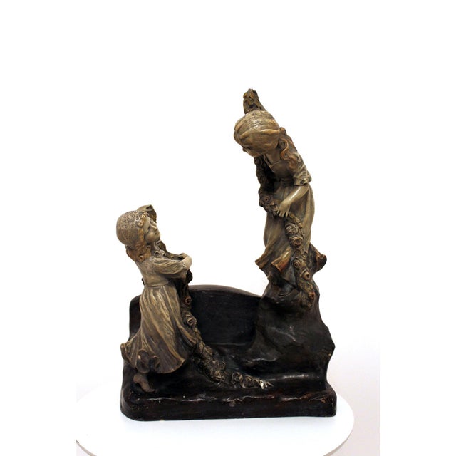 Antique Mirror with Figurines from Goldscheider, 1890s For Sale - Image 14 of 17