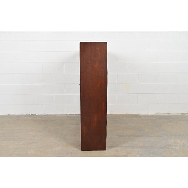 Limbert Style Antique Mission Oak Arts and Crafts Triple Bookcase Cabinet, Circa 1900 For Sale - Image 9 of 11