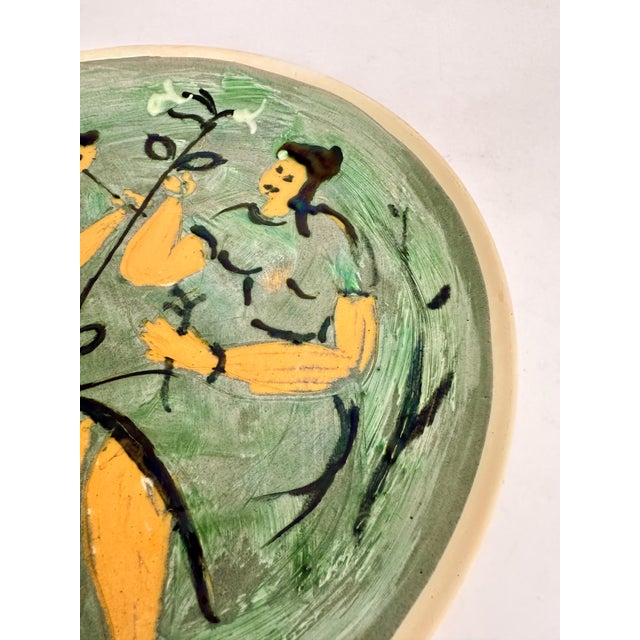 Goldenrod Large Expressionist Ceramic Dish by Ivy Lysdal for Kähler, Denmark, 1960s For Sale - Image 8 of 12
