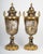 Pair of 19th century covered vases, napoleon iii period in enameled and gilded porcelain, gilt bronze, large decoration....