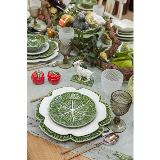 Ceramic Bordallo Pinheiro Cabbage Complete Dinnerware Set, Green - Service for One For Sale - Image 7 of 10