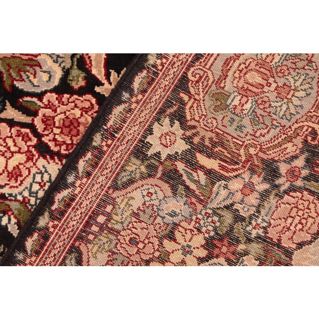 Textile Shabby Chic 1990's Pak-Persian Black/Pink Wool Rug - 6'2'' X 9'2'' For Sale - Image 7 of 9
