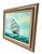 A vintage marine oil painting of a full-rigged tall ship under sail, set in a driftwood-gray frame with a gold inner lip...