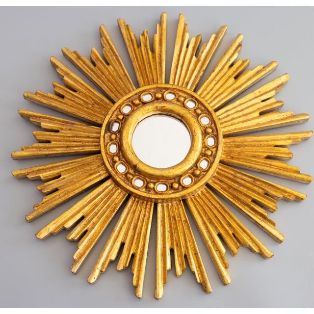Mid-Century Modern Mid Century French Giltwood Sunburst Mirror For Sale - Image 3 of 8
