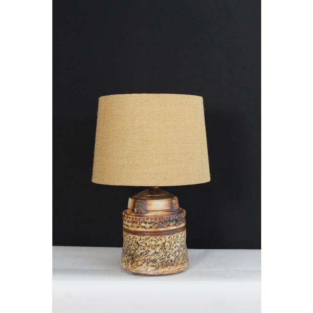 Saffron Mid 20th Century Roland Zobel Influence Ceramic Lamp For Sale - Image 8 of 13