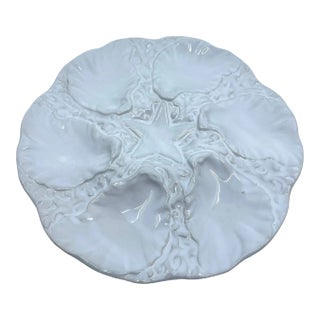Vintage White Star Centered Oyster Plate Made in Portugal For Sale