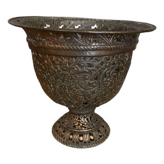 17th Century Italian Chased Bronze Urn For Sale