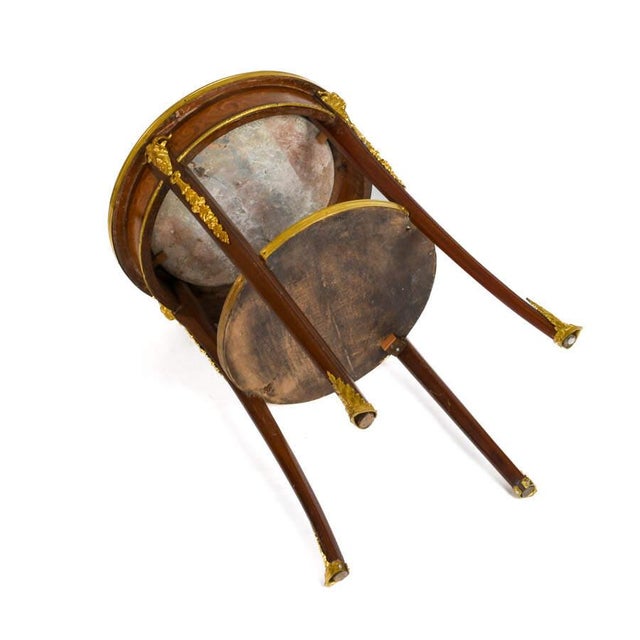 Bronze French Satinwood & Gilt Bronze Marble-Top Round Side Table, Early 20th Century For Sale - Image 8 of 9