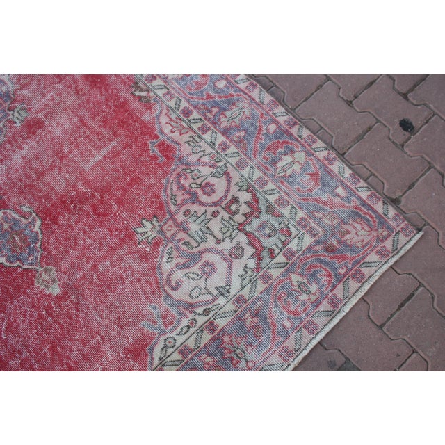Textile 1950s Vintage Turkish Art Deco Anatolian Tribal Oushak Area Rug For Sale - Image 7 of 13