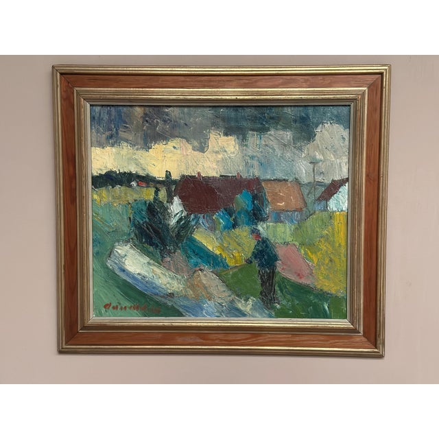 Arnold William Pedersen, Farmhouses, 1960s, Oil on Canvas, Framed For Sale - Image 6 of 18