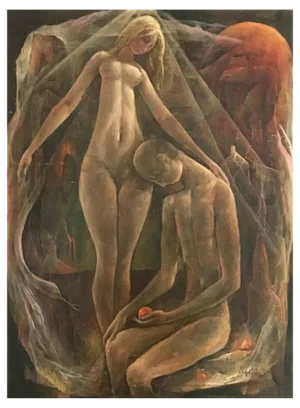 Vivaldo Martini, The Snake and the Apple, Oil on Canvas