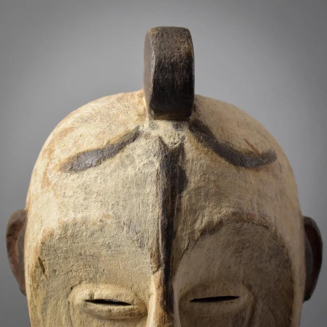 The Fang face mask, painted in white and showing significant wear both on its surface and interior, serves as a testament...