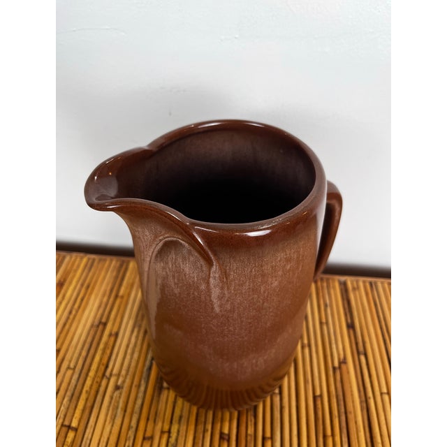 Mid-Century Modern Vintage Frankoma Pottery Brown Pitcher For Sale - Image 3 of 8