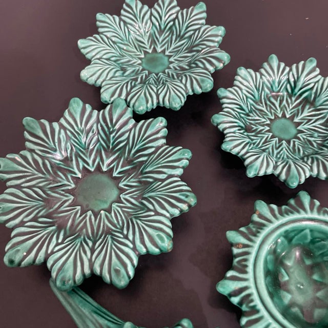 Vintage Ceramic Christmas Tree Stacking Ashtrays With Lighter 7” For Sale - Image 9 of 12