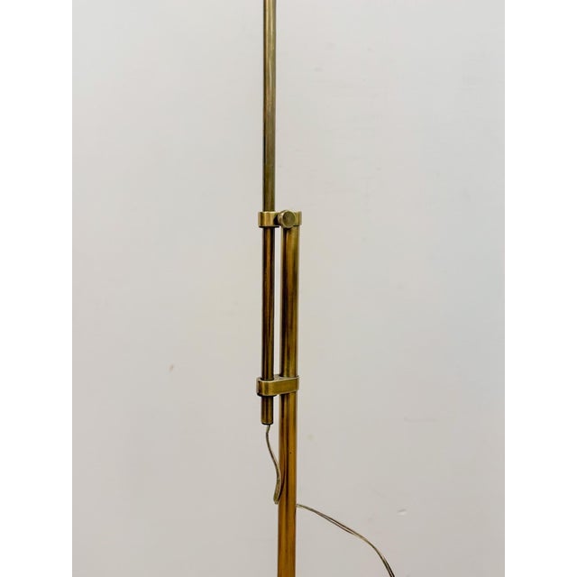 Solid Brass Floor Lamp Adjustable Vintage MCM Hollywood Regency Reading Light For Sale In Tampa - Image 6 of 6