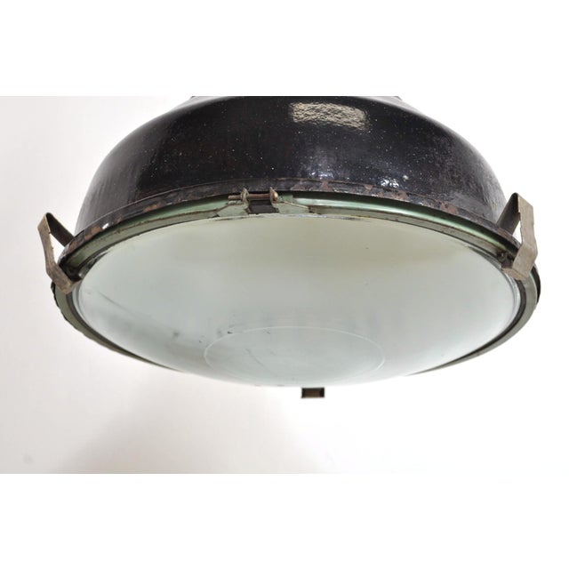 Black Vintage Industrial Enamel Pendant Lamp, 1950s For Sale - Image 8 of 10