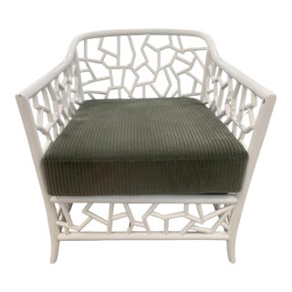 White Rattan Lounge Chair For Sale