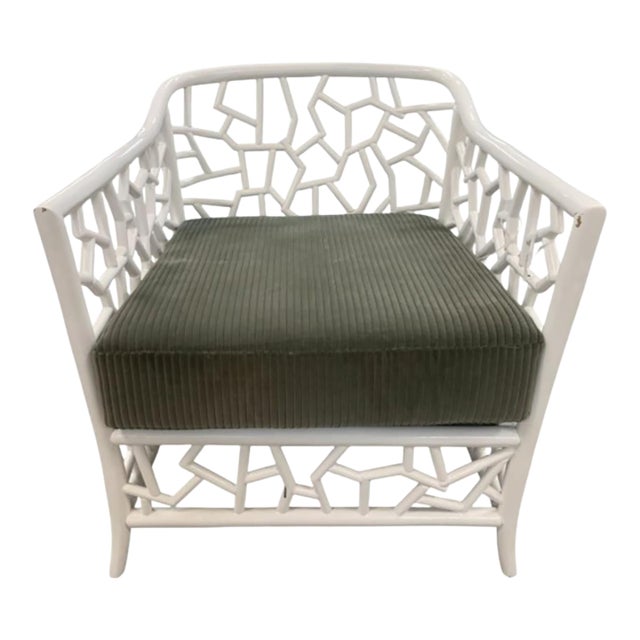 White Rattan Lounge Chair For Sale