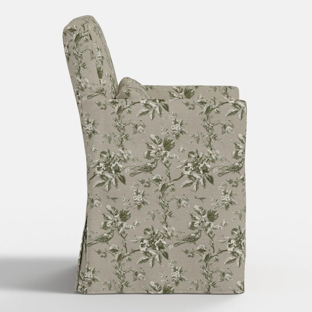 Slipcover for Stoffer Home x Cloth & Company for Lindy Slipcover Dining Armchair in Bird Toile Olive For Sale In Chicago - Image 6 of 8