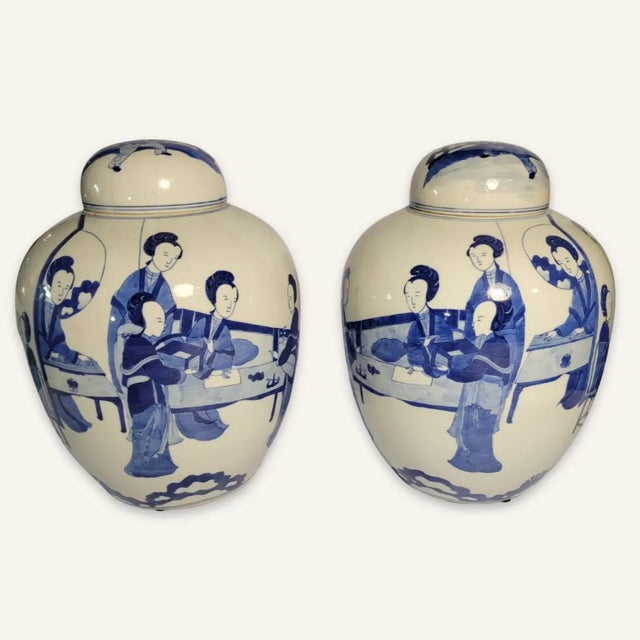 Pair of Large Blue and White Late 18th Century Chinese Porclain Covered Jars For Sale - Image 12 of 12