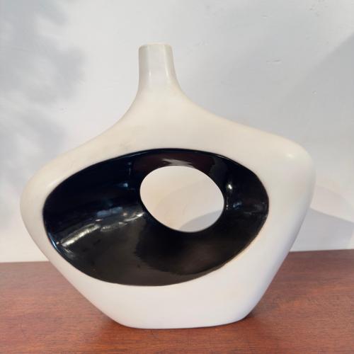 Vintage Italian White and Black Ceramic Vase with Organic Abstract, 1980s For Sale - Image 15 of 18