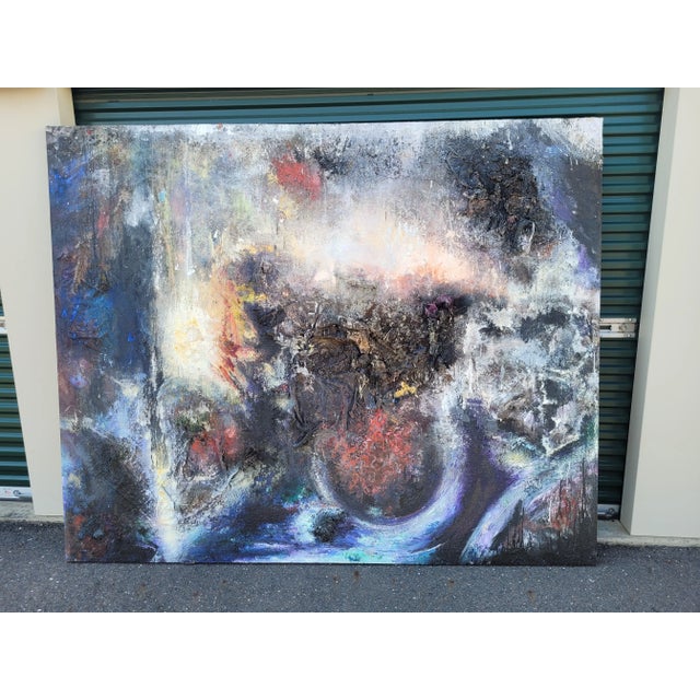 Auburn Large Mixed Media Vintage Abstract Painting by Peter Halsey For Sale - Image 8 of 8