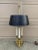 Brass 1980s Stiffel Brass Bouillotte Lamp With Faux Crocodile Black Leather Shade For Sale - Image 8 of 12
