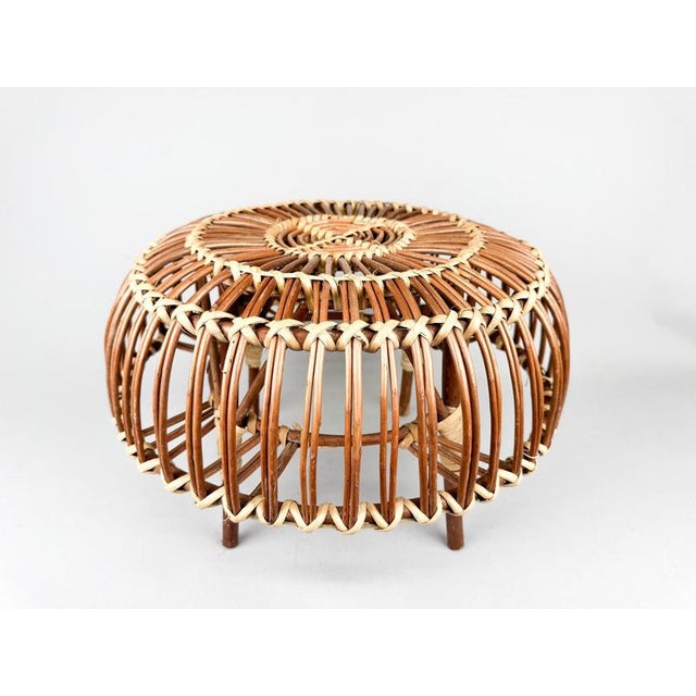 1970s Mid-Century Rattan Stool in style of Franco Albini, 1970s For Sale - Image 5 of 7