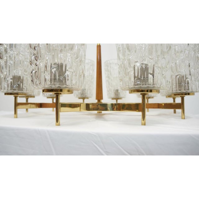 Rupert Nikoll Large Mid-Century Teak and Brass Chandelier by Rupert Nikoll, 1960s For Sale - Image 4 of 9