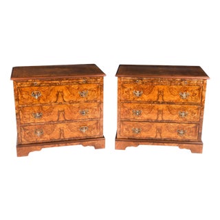 Vintage Burr Walnut Bedside Tables, Set of 2 For Sale