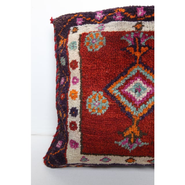 Vintage Red Diamond Motif Rug Cushions -Handwoven Rug&Kilim Decorative Pillow Set -18'' X 20'' For Sale - Image 10 of 11