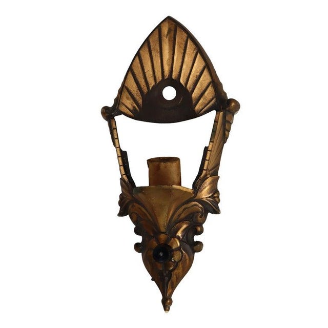 1920s Art Deco Bronze Finish Slip Shade Wall Sconces - Set of 4 For Sale - Image 4 of 8