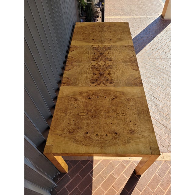 1980s Faux Burl Wood Finish Dining Table With Two Leaves | Chairish