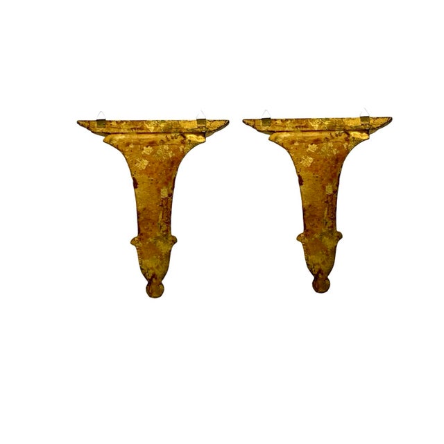 Wood Late 20th Century Wall Shelf Pair Bracket Florentine Style Shelves Vintage Hollywood Regency Decor For Sale - Image 7 of 7