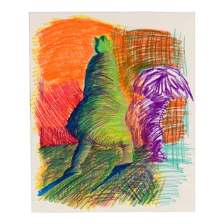 Abstracted Woman in Shadows in Pastel on Paper For Sale