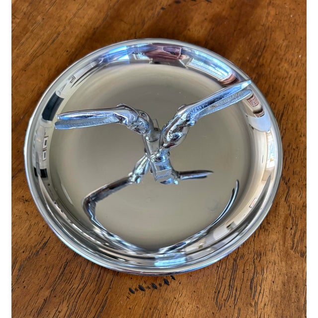 Restoration Hardware Silver Crane Ashtray with Cigarette Holder For Sale In Seattle - Image 6 of 12
