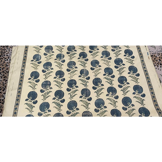 Jasper “Indian Flower” Blue Fabric | Chairish