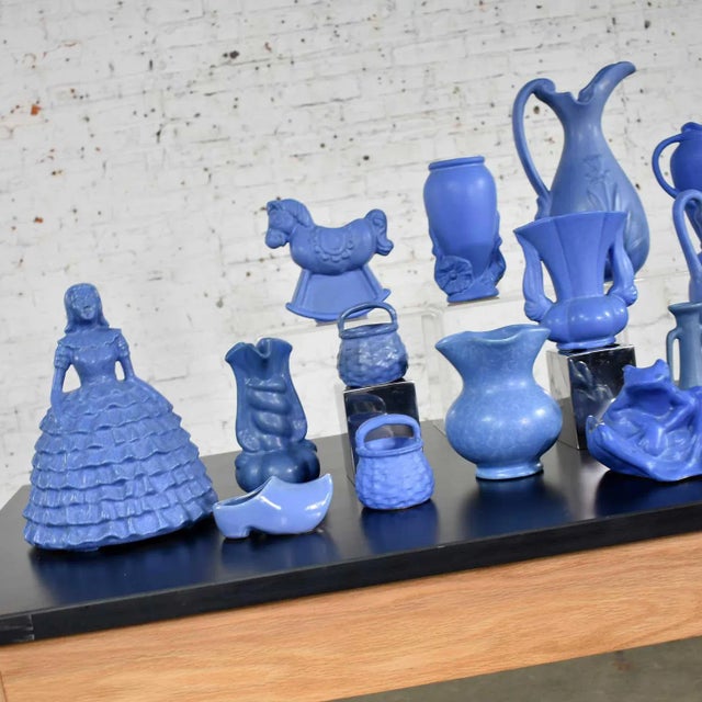 Mid-Century Modern Mid Century Niloak Pottery Blue Vases and Objet d'Art 24 Piece Collection For Sale - Image 3 of 13