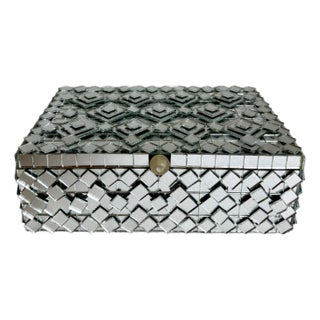 Vintage Mirrored Mosaic Jewelry Box With Geometric Layered Glass Design For Sale