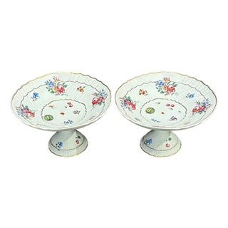 Late 20th Century Pair Of Richared Ginori Painted Porcelain Compotes For Sale